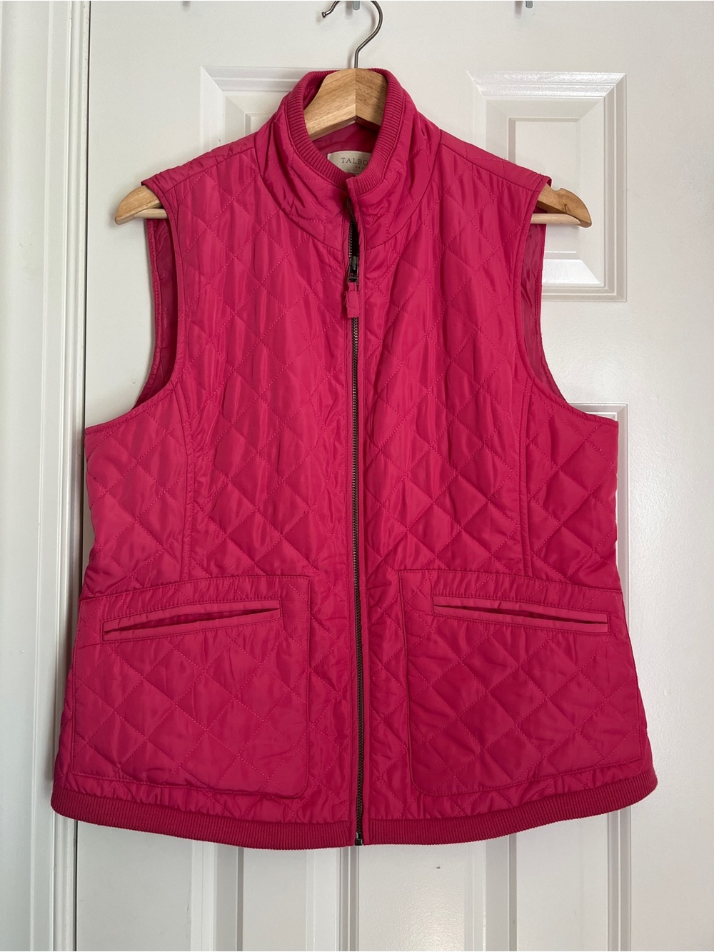 Talbots Fuchsia Pink Quilted Zip Vest-Medium